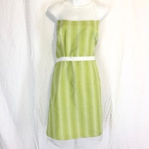 J TAYLOR Green & White Illusion Neck Dress ~sz 14